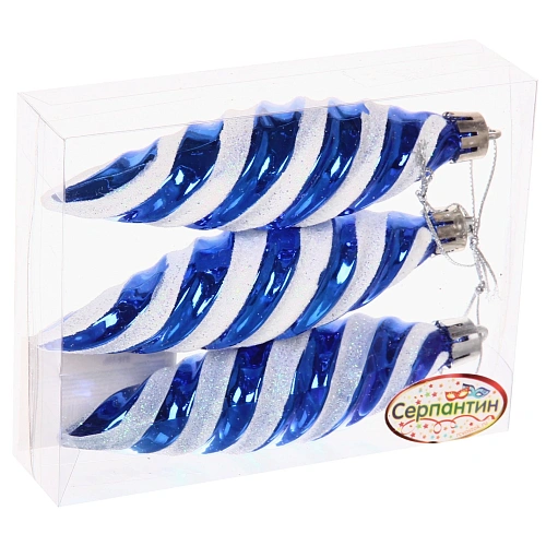 Ёлочные игрушки Сосульки снежные 11 см, синий (набор 3 шт)_4