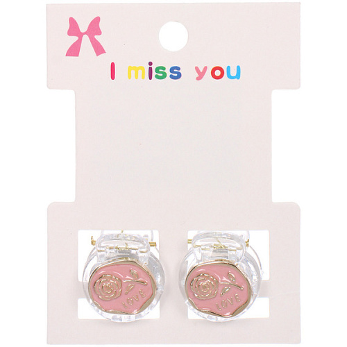 Заколки – крабики для волос 2шт на блистере «ТАРТИ ТАН», роза love,  цвет как на фото, 2см (пакет с подвесом)_3