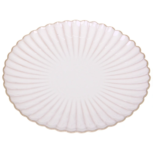 Тарелка керамическая "Верона" 27см ромашка бежевая