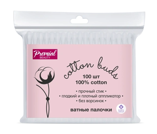 Ватные палочки PREMIAL classic 100шт пакет