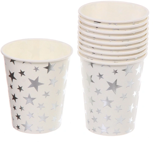 Стакан бумажный 0,2л в наборе 10 шт "Звездное синяие", серебро