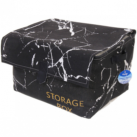 Коробка для хранения с крышкой "ИДЕЯДОМА", цвет черный, 35*30*22см (лейбл Селфи)