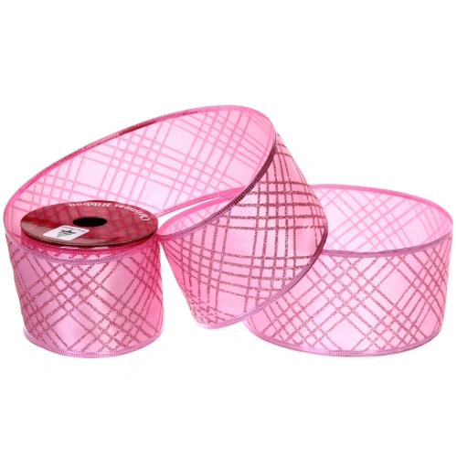 Лента для декорирования "Таинственая паутина" 6,3 см, 2,7 м, Розовый