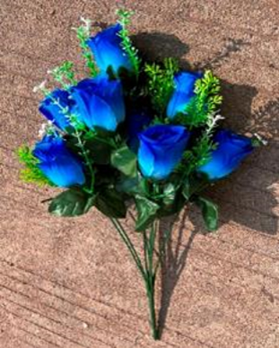 Букет цветов 40см "Роза" синий 7 цветков