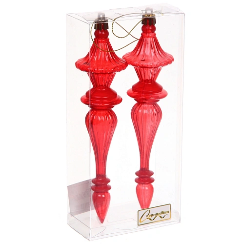 Елочные украшения Изящные переливы 454519 см (набор 2 шт), Красный_2