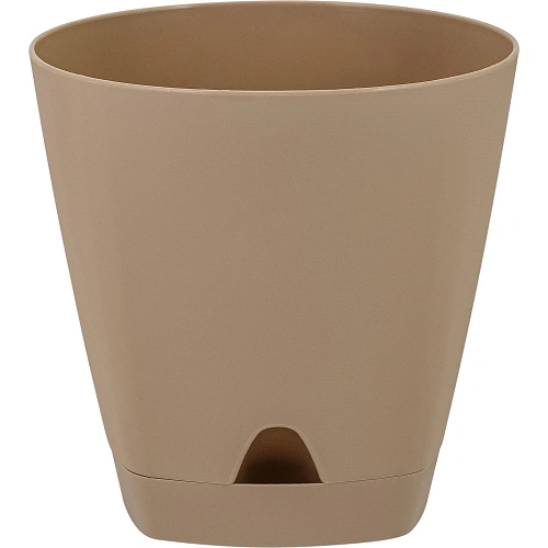 Горшок для цветов пластиковый 1,35л d-14см "Amsterdam" с прикорневым поливом, молочный шоколад