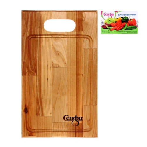 Доска разделочная "Прямая ручка" малая с желобом 30*18*1,8см 