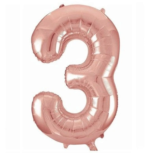 Шар фольгированный 32'/81см "Цифра 3" (розовое золото)