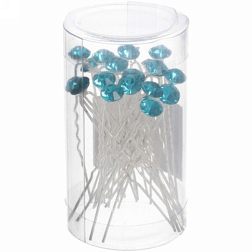 Шпильки для волос в тубе 20шт Hair Beauty, стразик, микс 4 цвета, d-08см_12