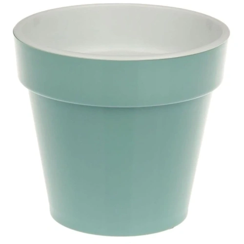 Кашпо для цветов пластиковое 1л d-14.5см "Порто" со вставкой нефрит