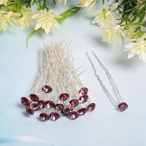 Шпильки для волос в тубе 20шт Hair Beauty, стразик, микс 4 цвета, d-08см_3