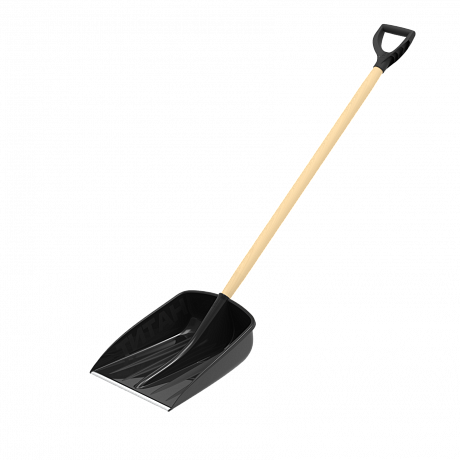 Лопата снеговая с металлической планкой дер.черенком и пластмассовой ручкой «Титан» 470×360мм