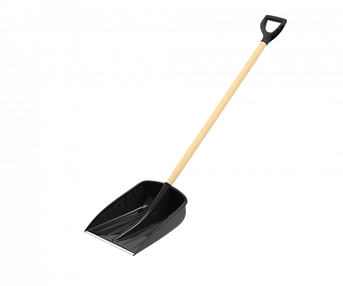 Лопата снеговая с металлической планкой дер.черенком и пластмассовой ручкой «Титан» 470×360мм