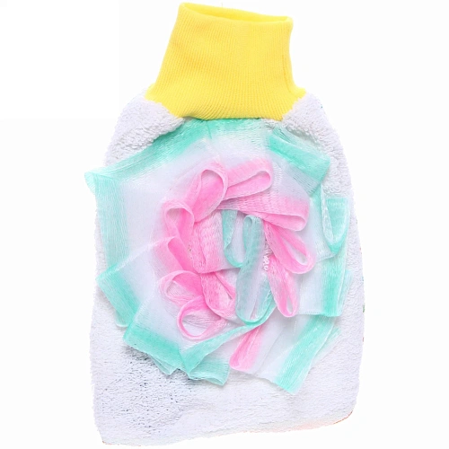 Мочалка-варежка для тела мягкая "Ультрамарин - Банная",с манжеткой, махра, 20*14см