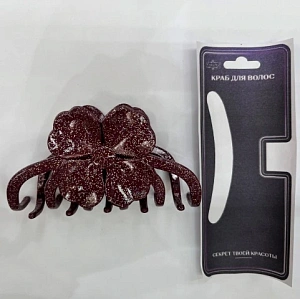 Заколка - краб для волос "AKS - MANTANA", микс 6 цветов, цветок, 11*6см 