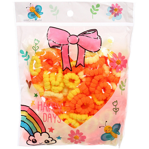 Резинки для волос 100шт МИНДАЛЬ, оттенки желтого и ораньжевого, d-2см_3