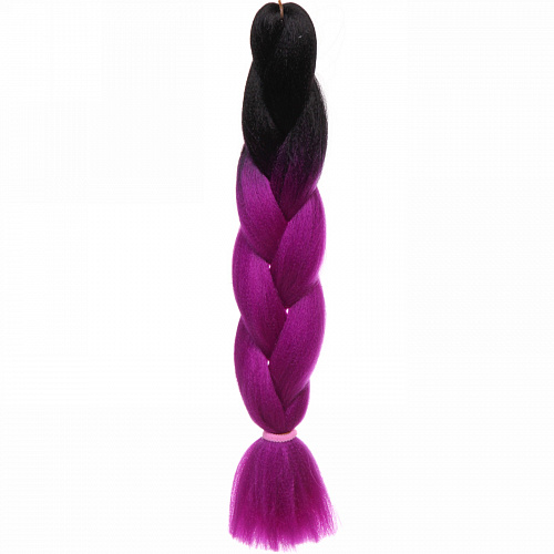 Цветная коса канекалон "Необыкновенная" 100г, 55 см, чёрный/вишня