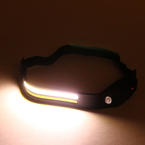 Фонарь налобный светодиодный 2COB + 1W 6 режимов аккумуляторная батарея 1200mAh, USB_10