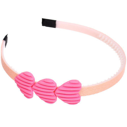 Ободок для волос детский БАМБИ БУМ, Сердечки, цвет розовый, лавандовый и голубой, 3см_5