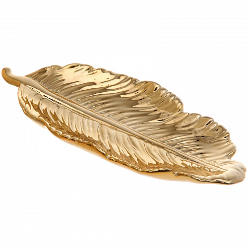 Подставка керамическая "GOLD Podarok", пёрышко, цвет золото, 23,5*9,5см (упаковка индив. пленка)