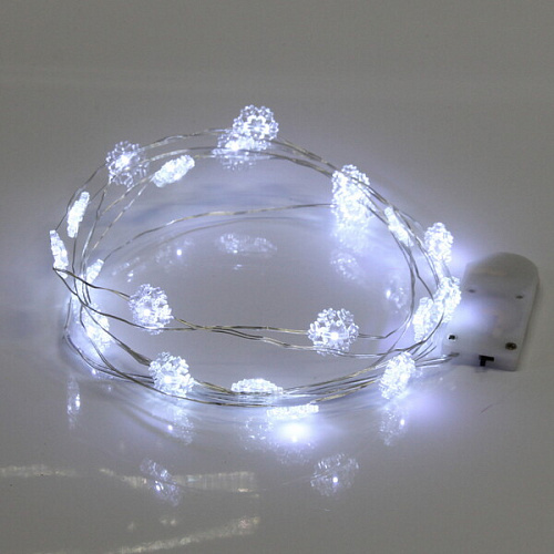 Гирлянда для дома "Снежинка" на батарейках 2,0 м 20 ламп LED, 1 реж., IP-20, Белый