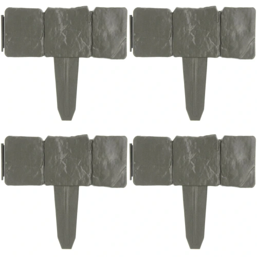 Садовое ограждение "Камни" (набор 4 шт) ( 1 секция 25,3*22 см), Графит