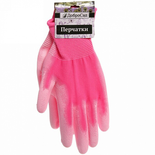 Перчатки нейлоновые "Баланс" с покрытием полуоблитые, розовые 8 р-р ДоброСад