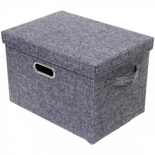 Коробка для хранения вещей складная с крышкой "ДЭСТРА", цвет серый, 37*27*26см