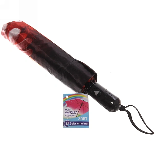 Зонт женский полуавтомат Ультрамарин - Венера, микс 6 цветов, 8 спиц, d-100см, длина в слож виде 28см, голубые цветы_12