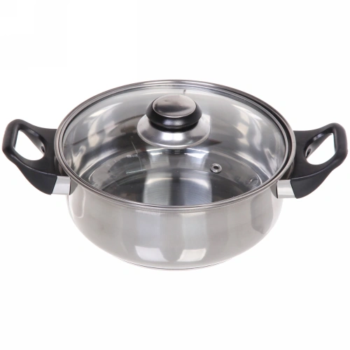 Кастрюля из нержавеющей стали "Cook" 1,8л со стеклянной крышкой 20*8см