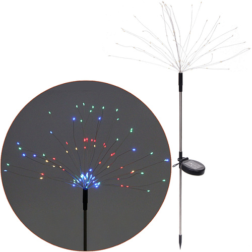 Светильник на солн.батарее "Одуванчик" 62 см (штекер), 25 нитей, 90 ламп, 8 реж., Мультицвет