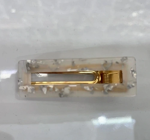 Зажим для волос "ЛАВИТА", прямоугольник, цвет прозрачный, 6,7*2,3см (белый блистер)