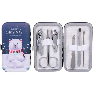 Набор для маникюра в футляре 6 предметов "New Bon Salon - Медвежонок Вайт",11*6,5см