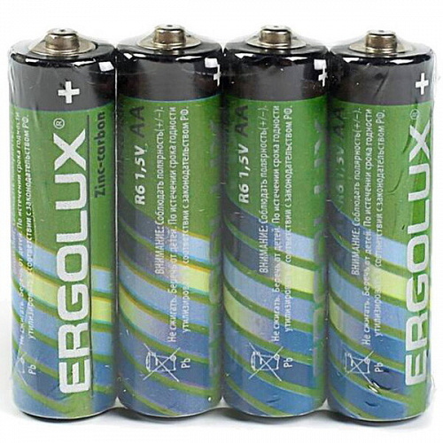 Батарейка солевая Ergolux R6, тип AA (спайка, 4 шт) БК