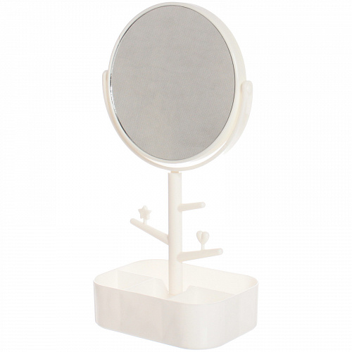 Зеркало настольное с органайзером "High Tech - Monako", двустороннее, цвет белый, 16,5*30см