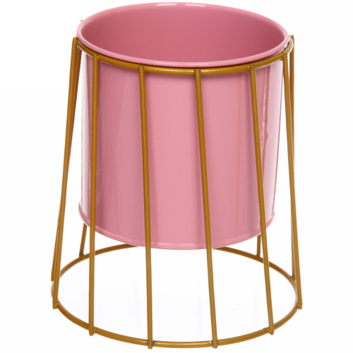 Кашпо металлическое "Vesna-Грейси" 9,5*11*12,5см на металлической подставке,цвет розовый