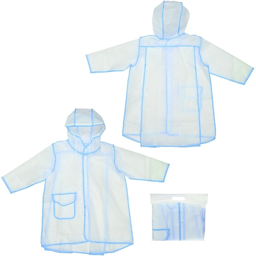 Дождевик-плащ "Neo" с капюшоном и завязками, на кнопках, цвет голубой, р. XXL(72*61см.)