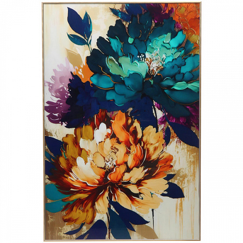 Картина интерьерная в раме "КАНТОТТО", яркие цветы, 40*60см (термоусадочная пленка)