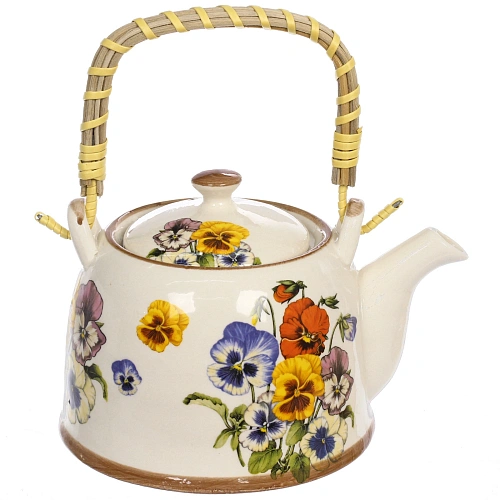 Чайник заварочный керамический 700мл с ситом Фиалки_4