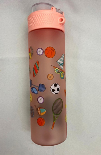 Бутылка питьевая пластиковая 650мл "Летний спорт" матовая, микс цветов