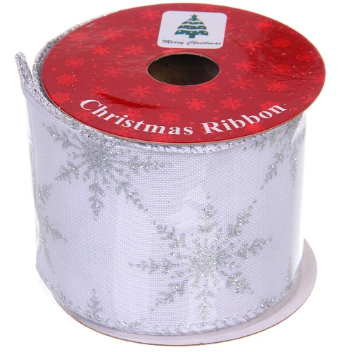 Лента для декорирования Снежинка 6,3 см, 2,7 м, Серебро_4