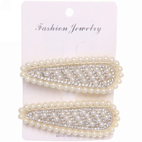 Зажимы для волос 2шт KRASA - Aks, блеск, капля, цвет белый, 82,5см_5