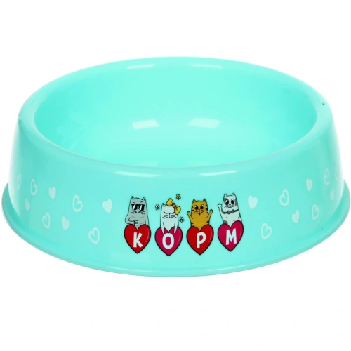 Миска пластиковая "МОЙ БРО - Корм!, цвет мятный  21*6,5см (логотип на миске) 700мл