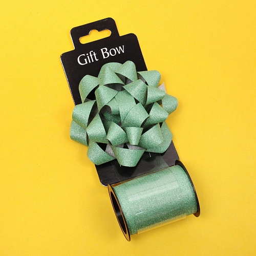 Набор для декорирования Мерцание бант d=10  см, лента 1,6 см (10м), Зеленый_3