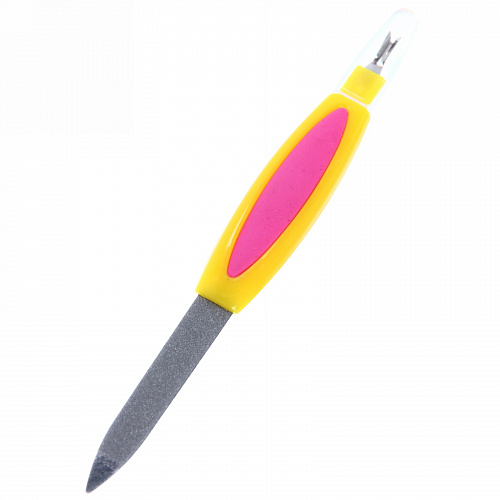 Пилка для ногтей металлическая с триммером в пакете "Галант", цвет ручки микс, цвет пилки серебро,14,5см 