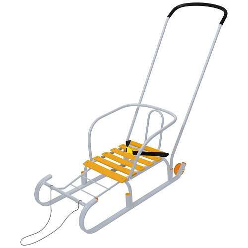 Санки-салазки с колесом серебро ССК