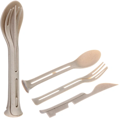 Набор столовых приборов "ЭкоЛайф" 3шт (ложка, вилка, нож) бежевый