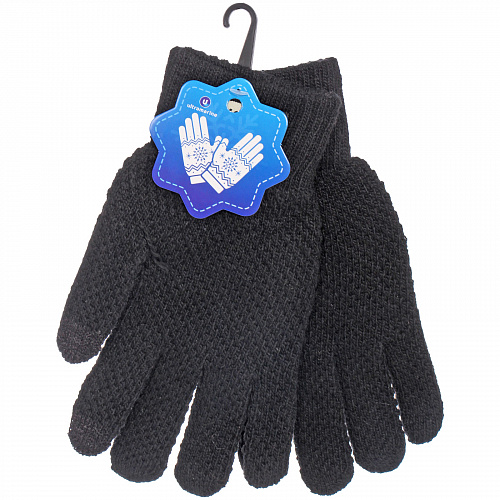 Перчатки мужские зимние сенсорные "NEHOLOD", цвет черный, 22*11см (пакет с подвесом)