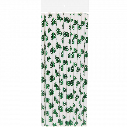 Трубочка для коктейля "Листья" 19,5 см d-6 мм (набор 25 шт), зеленый