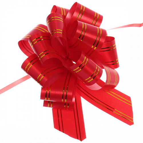 Бант для оформления подарка "Сияние" 3 см, d-11 см, Красный
